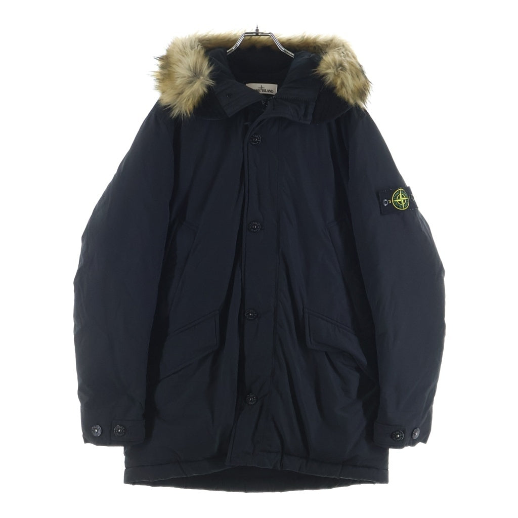STONE ISLAND(ストーンアイランド) 18AW MICRO REPS DOWN コンパスパッチ ファー付きフーデッド ジップアップ ダウンジャケット ブラック 691542926-A