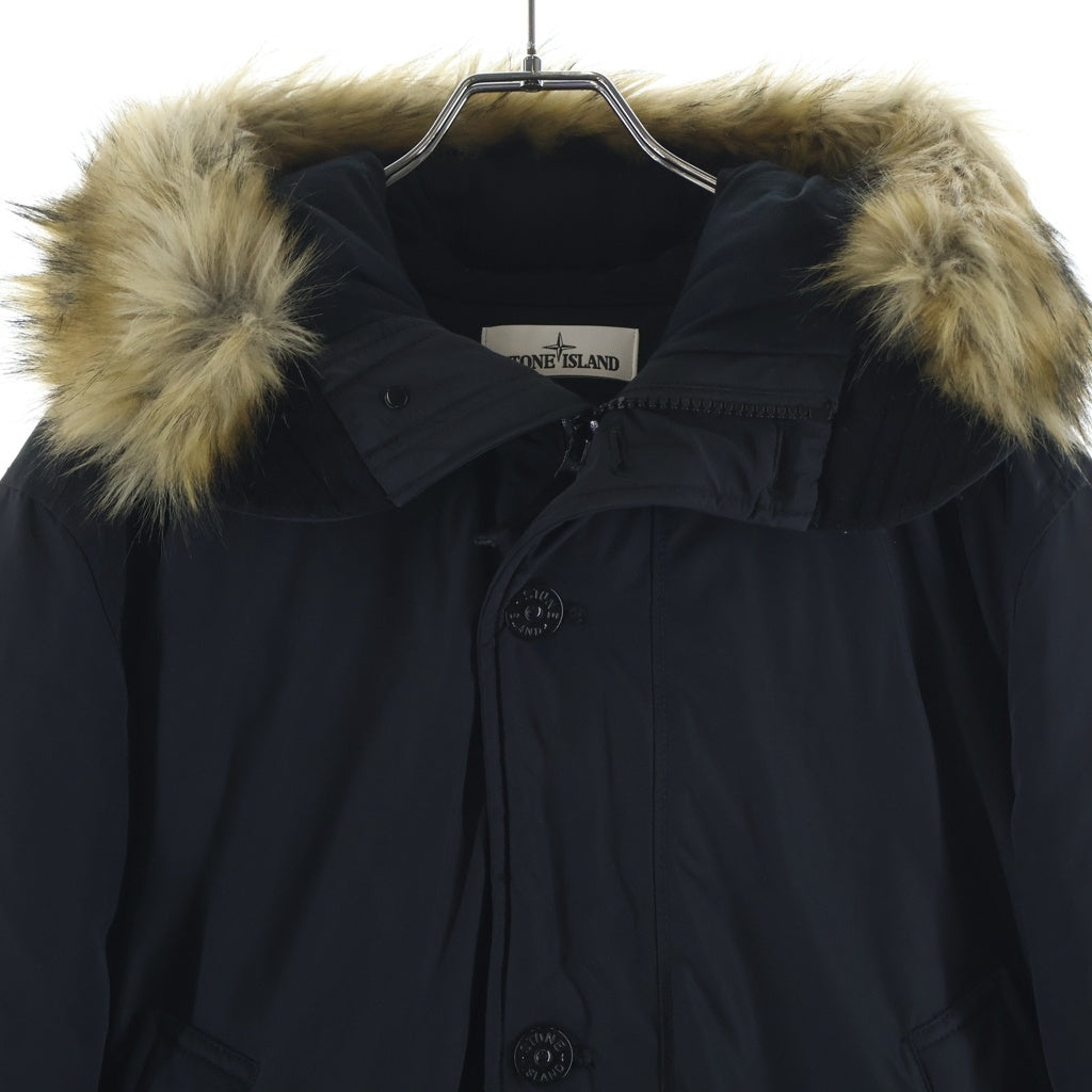 STONE ISLAND(ストーンアイランド) 18AW MICRO REPS DOWN コンパスパッチ ファー付きフーデッド ジップアップ ダウンジャケット ブラック 691542926-A