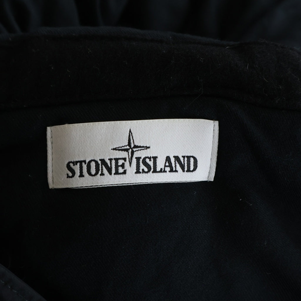 STONE ISLAND(ストーンアイランド) 18AW MICRO REPS DOWN コンパスパッチ ファー付きフーデッド ジップアップ ダウンジャケット ブラック 691542926-A