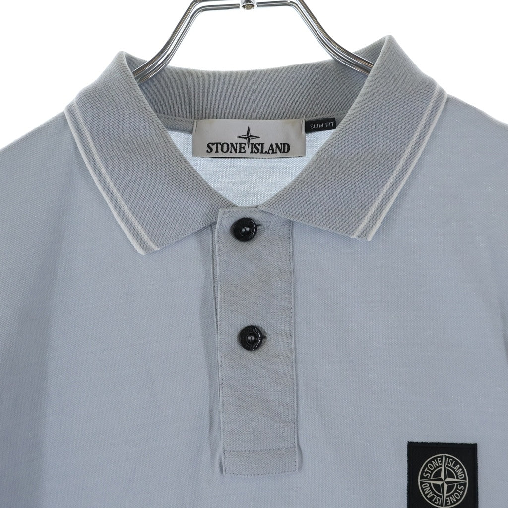 STONE ISLAND(ストーンアイランド) 24SS 胸ロゴデザイン 半袖ポロシャツ ブルー 80152SC18