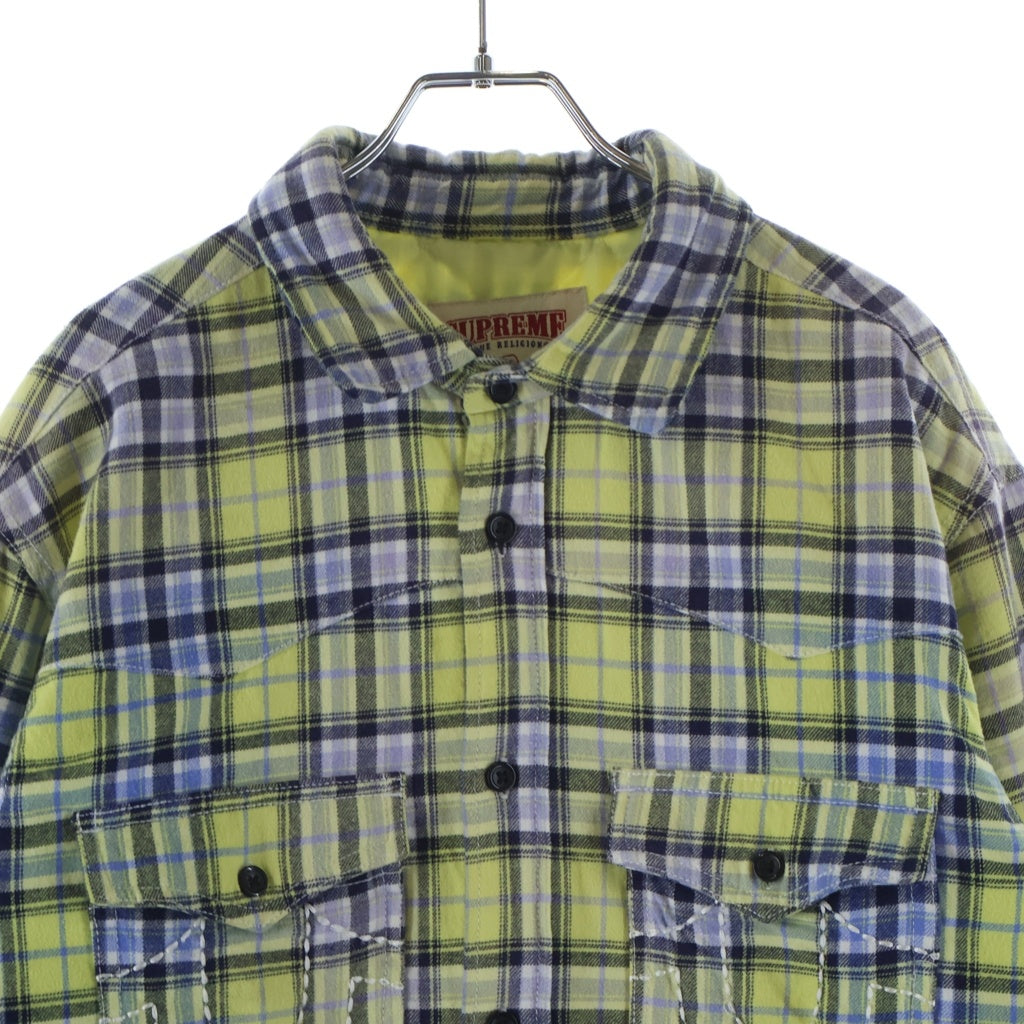 SUPREME(シュプリーム) 25AW ×TRUE RELIGION Quilted Lined Plaid Flannel Shirts トゥルーレリジョン キルテッド プレイド フランネルシャツ イエロー