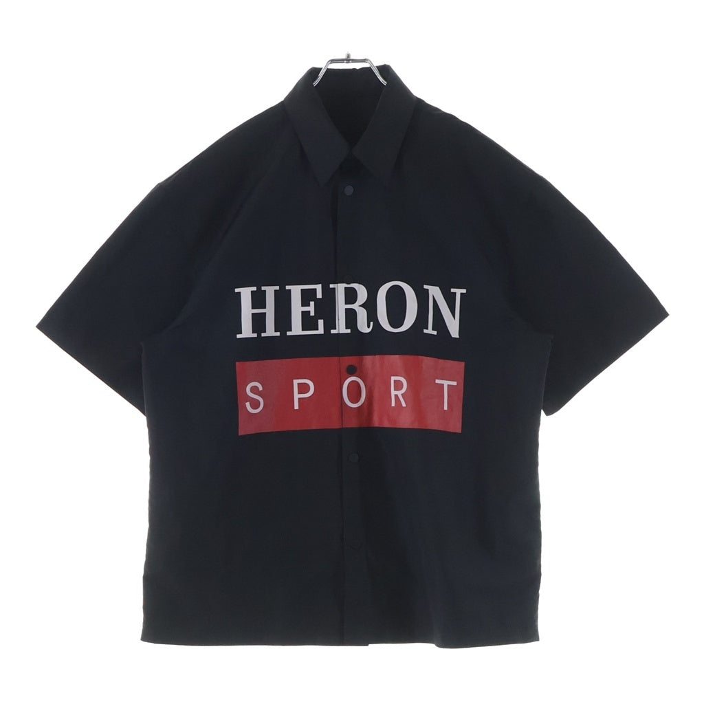 HERNO(ヘルノ) フロントロゴデザイン ナイロン 半袖シャツ ブラック HMGG002S23FAB001