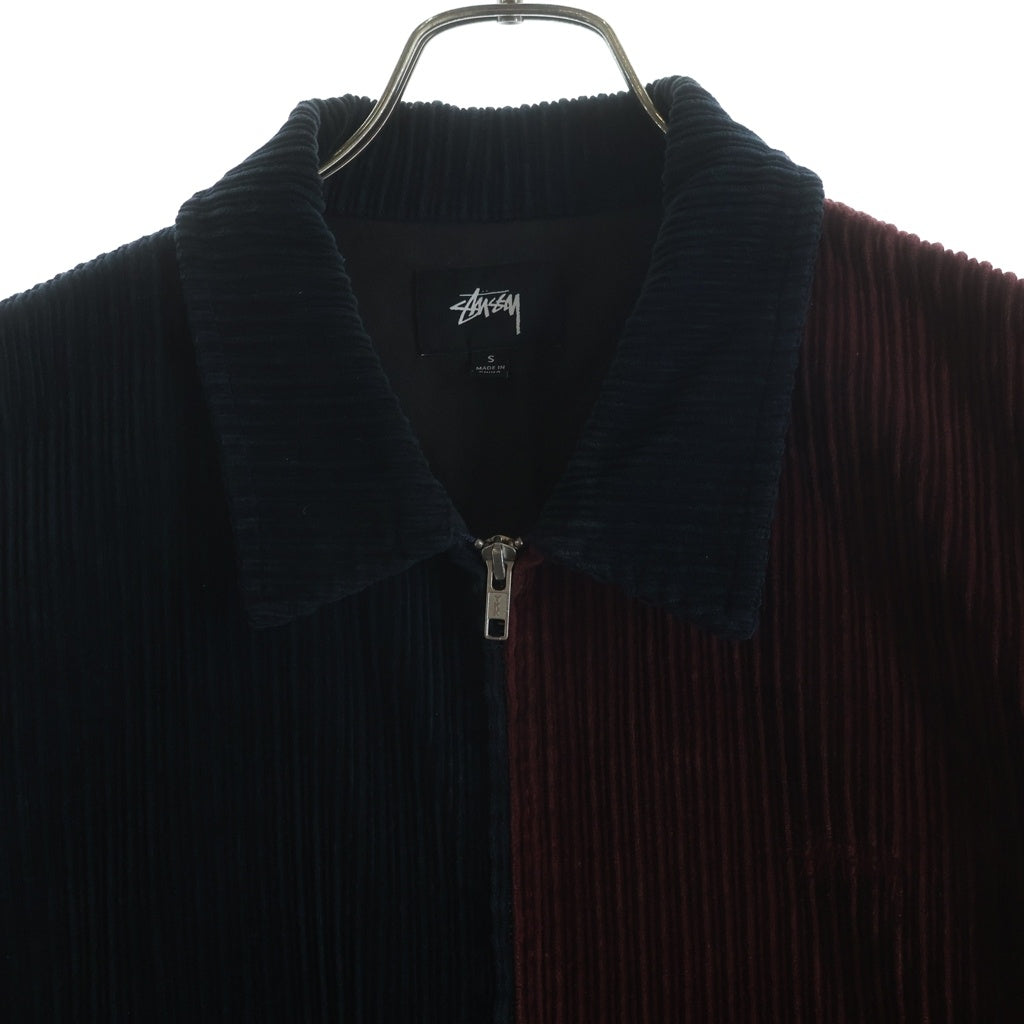 STUSSY(ステューシー) MIXUP CORD JACKET ミックスアップ バイカラー ジップアップ コーデュロイジャケット ブルー/レッド