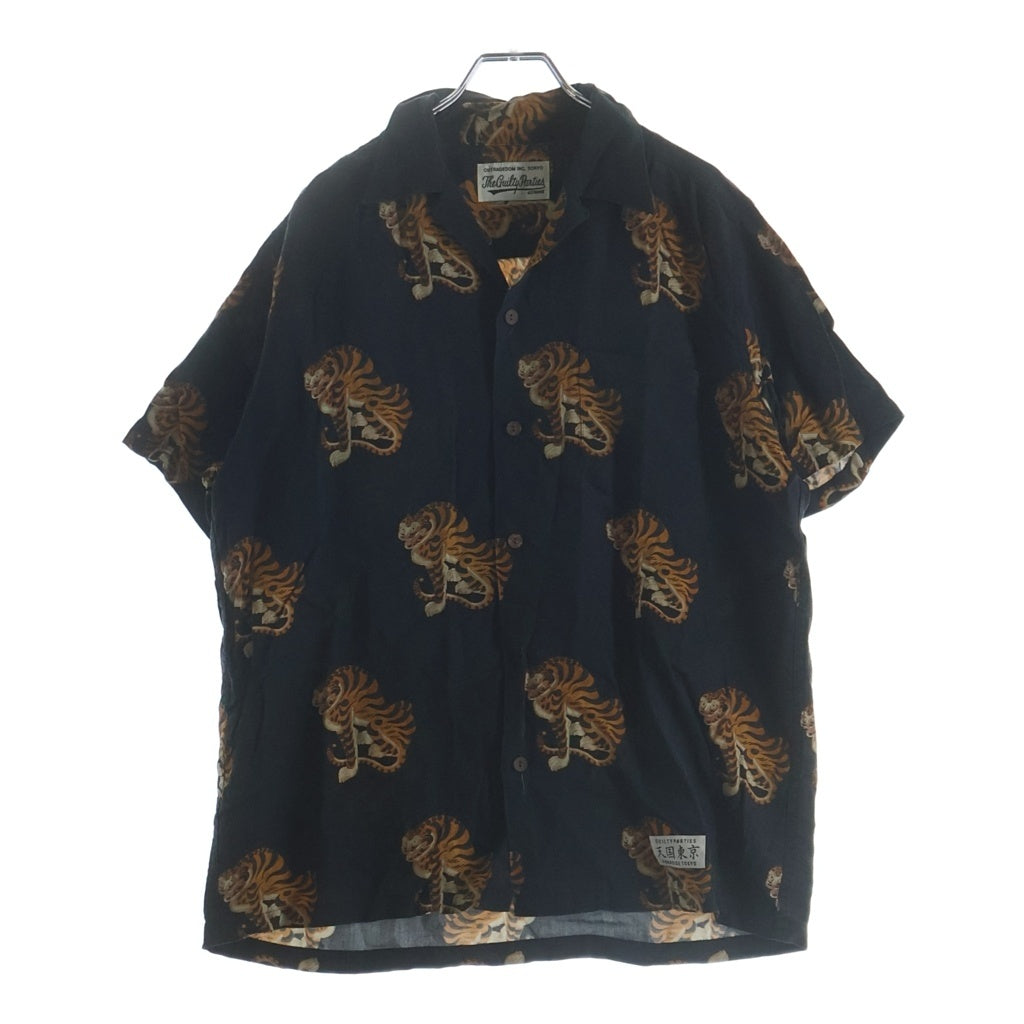 WACKO MARIA(ワコマリア) TAIGERS S/S HAWAIIAN SHIRT タイガーデザイン オープンカラー 半袖シャツ ブラック