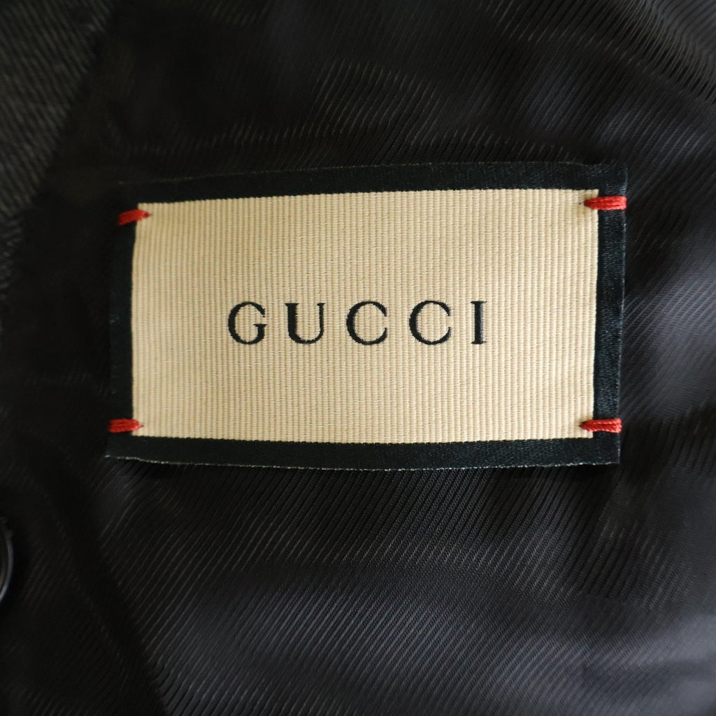 GUCCI(グッチ) GG Double-breasted wool jacquard jacket GG柄 ダブルブレスト ウール ジャガード テーラードジャケット グレー715184 ZAKF8 レディース