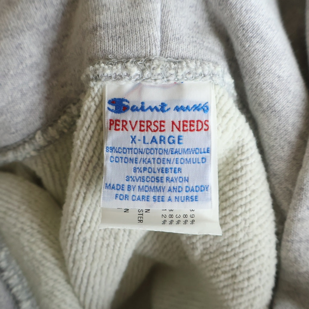 SAINT MICHAEL(セントマイケル) 23AW LOGO HOODIE ロゴ刺繍 スウェットプルオーバーパーカー グレー SM-A23-0000-028