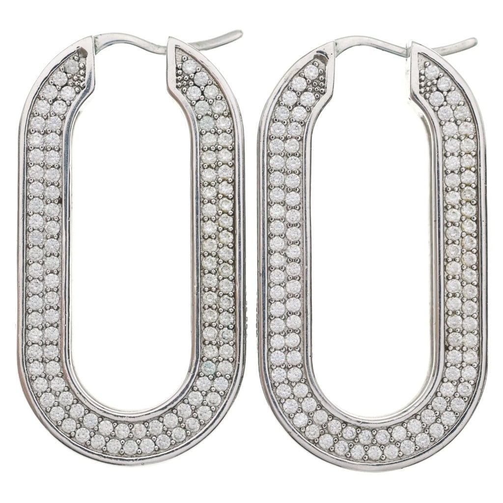 CELINE(セリーヌ) Edwige Crystal Hoop Earrings エドウィジュ クリスタル フープピアス シルバー レディース