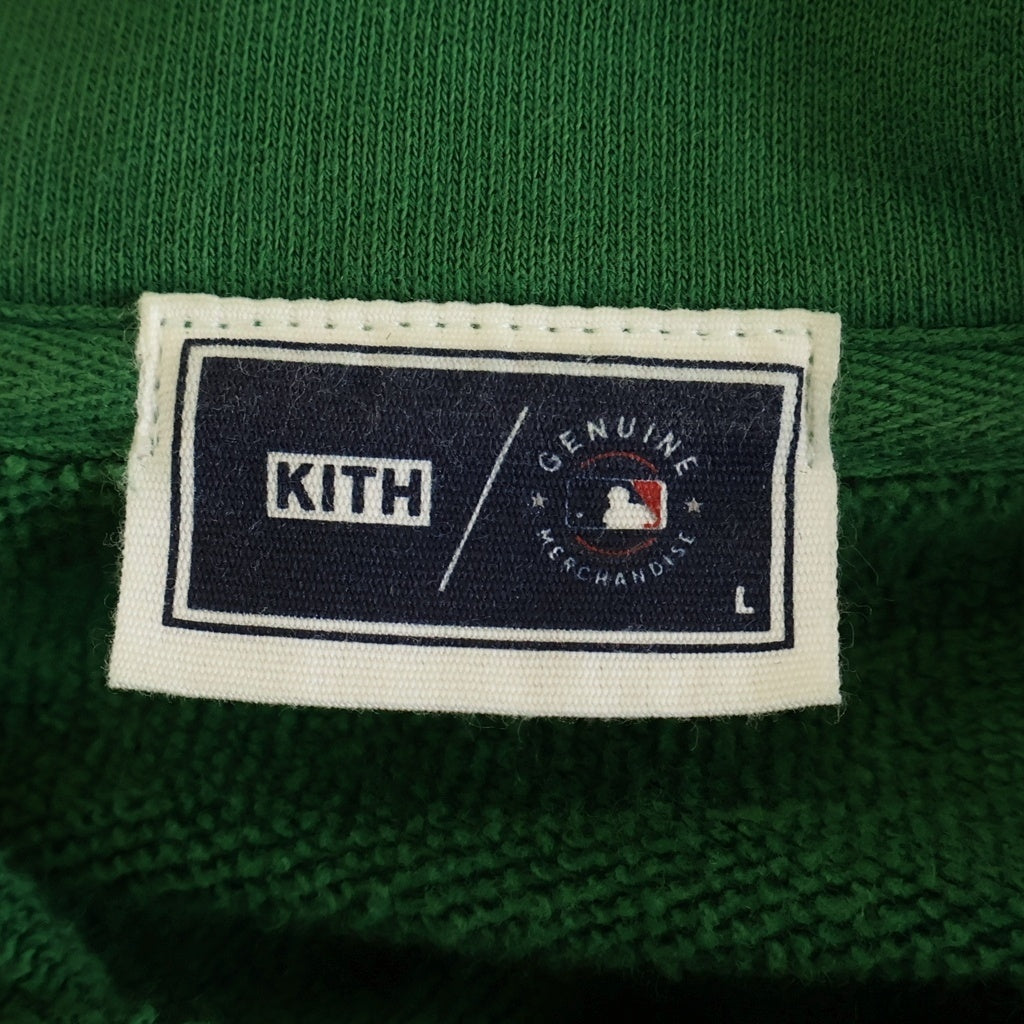 KITH(キス) ×THE NEW YORK YANKEES ニューヨーク ヤンキース ロゴデザイン ハーフジップ スウェット トレーナー グリーン