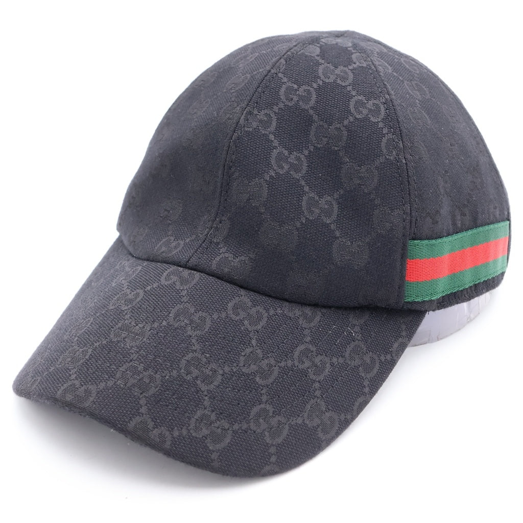 GUCCI(グッチ) GGスプリーム ロゴデザイン ベースボールキャップ 帽子 ブラック 8726324HBJP