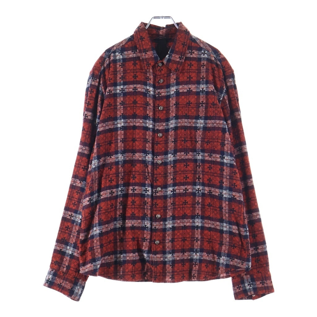 CHROME HEARTS(クロムハーツ) LOOSE ENDS ルーズエンド クロスボールボタン 長袖チェックシャツ レッド