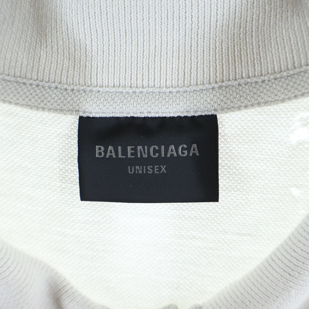 BALENCIAGA(バレンシアガ) Short Sleeve Fitted Polo ショートスリーブフィッテッドポロ ロゴエンブロイダリー 半袖ポロシャツ グレー 833244 TSVC7