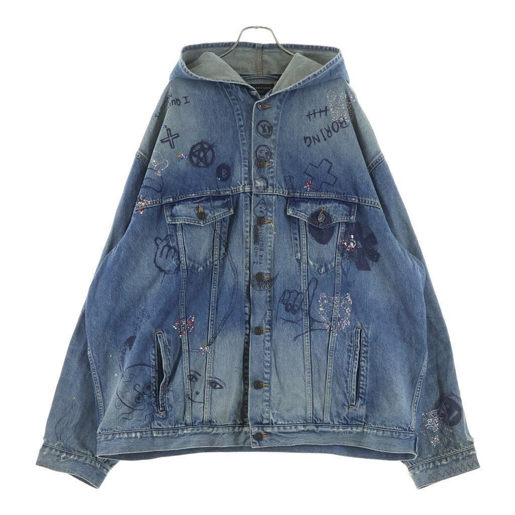 BALENCIAGA(バレンシアガ) 22AW グラフィティオーバーサイズフーテッドデニムジャケット インディゴ 719315 TNW56 719315 TNW56