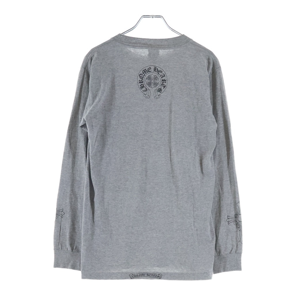 CHROME HEARTS(クロムハーツ) OLD DAGGER CH ダガー アームロゴデザイン クルーネック カットソー 長袖Tシャツ グレー