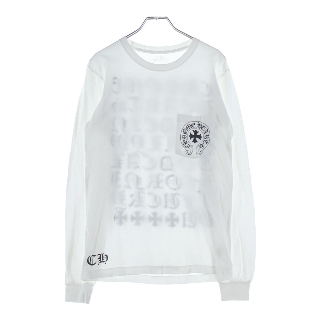 CHROME HEARTS(クロムハーツ) VERTICAL LOGO TEE バーティカルロゴデザイン クルーネック カットソー 長袖Tシャツ ホワイト