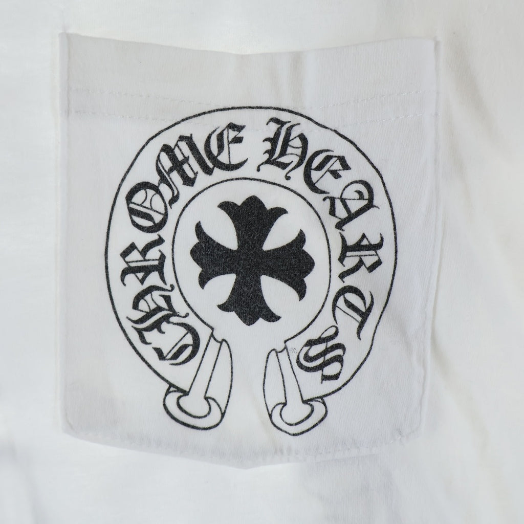 CHROME HEARTS(クロムハーツ) VERTICAL LOGO TEE バーティカルロゴデザイン クルーネック カットソー 長袖Tシャツ ホワイト