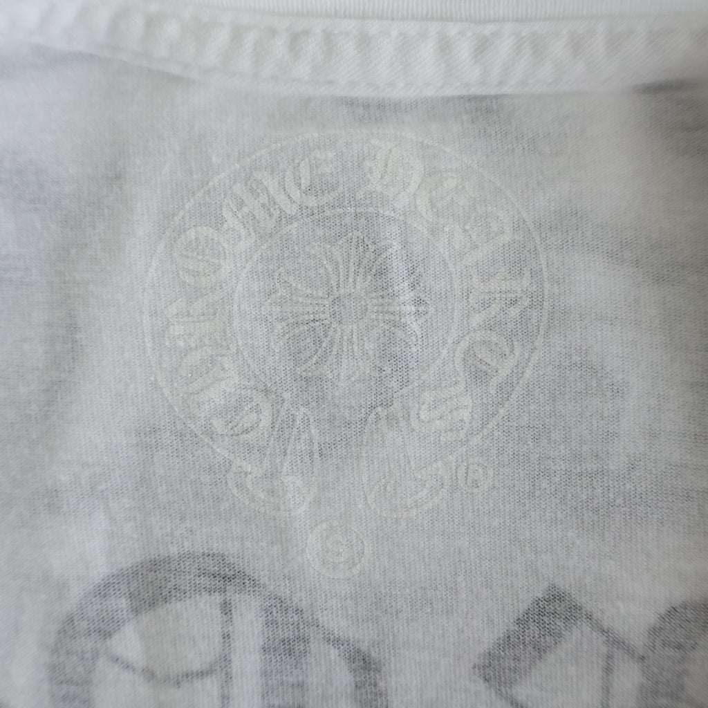 CHROME HEARTS(クロムハーツ) VERTICAL LOGO TEE バーティカルロゴデザイン クルーネック カットソー 長袖Tシャツ ホワイト