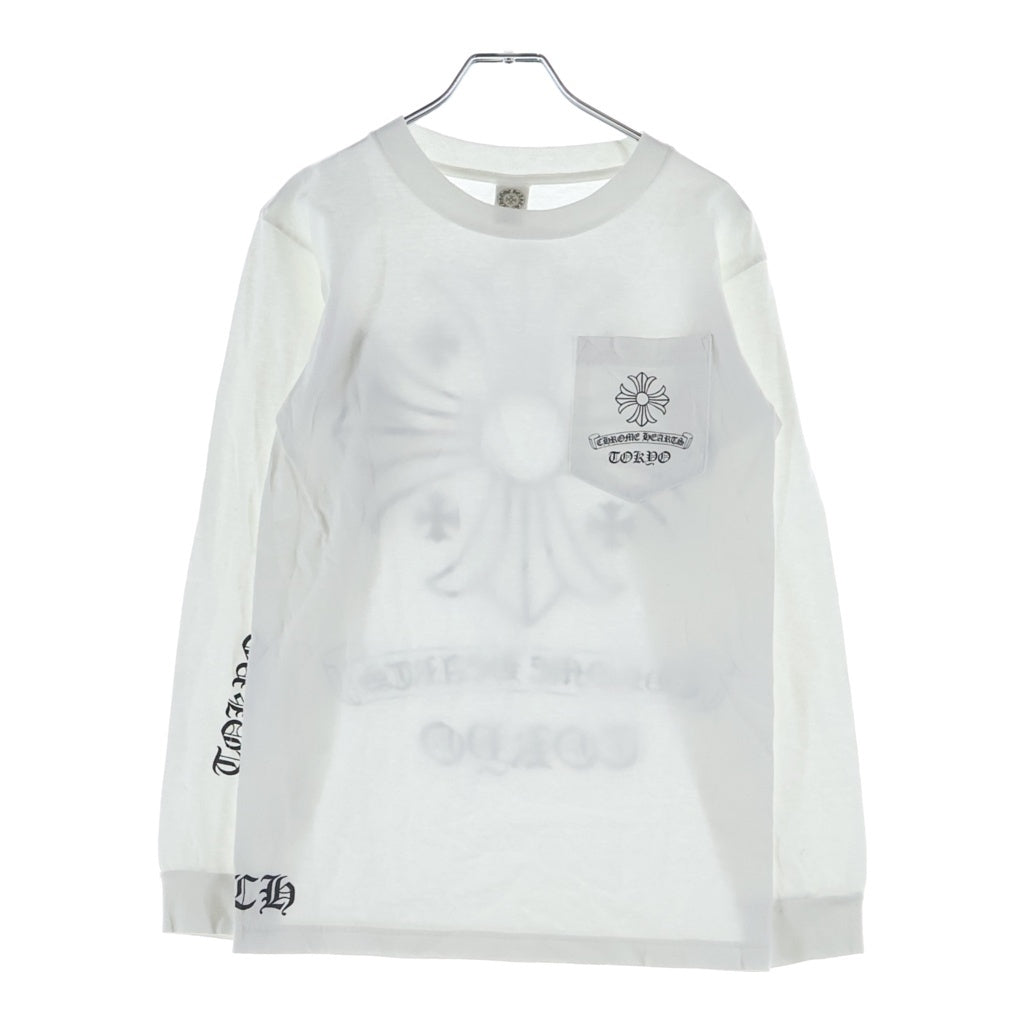 CHROME HEARTS(クロムハーツ) TOKYO HORSESHOE L/S TEE トーキョー ホースシュー ロゴデザイン クルーネック カットソー 長袖Tシャツ ホワイト