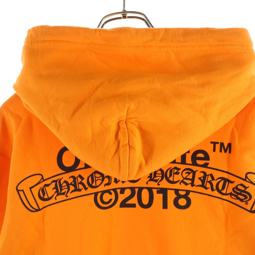 CHROME HEARTS(クロムハーツ) ×OFFWHITE オフホワイト ロゴデザイン フーデッド スウェット パーカー オレンジ