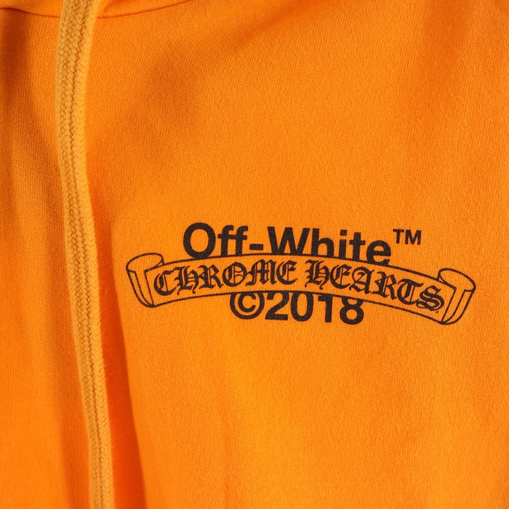 CHROME HEARTS(クロムハーツ) ×OFFWHITE オフホワイト ロゴデザイン フーデッド スウェット パーカー オレンジ