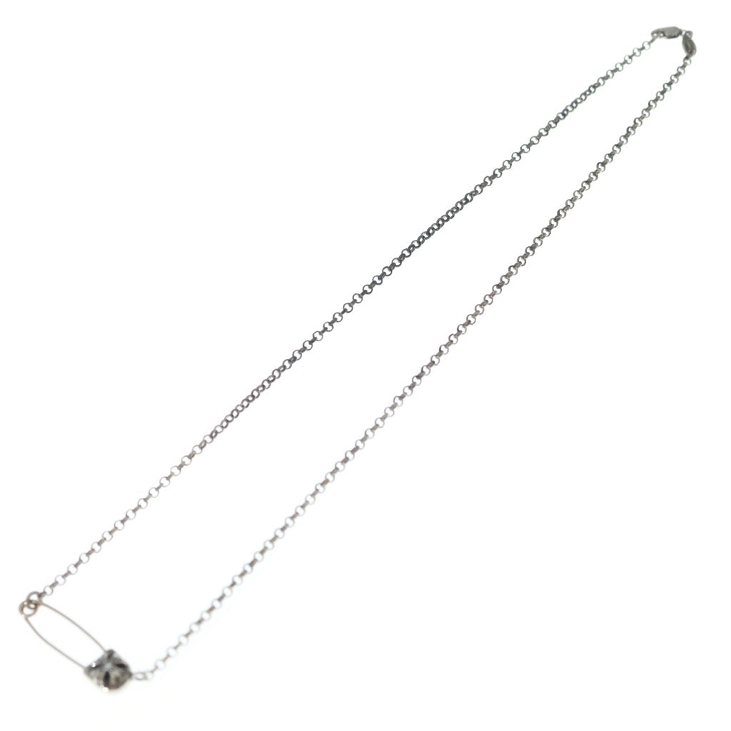 CHROME HEARTS(クロムハーツ) SAFETY PIN R18 1DIAセーフティピンロールチェーン 1ダイヤシルバーネックレス -