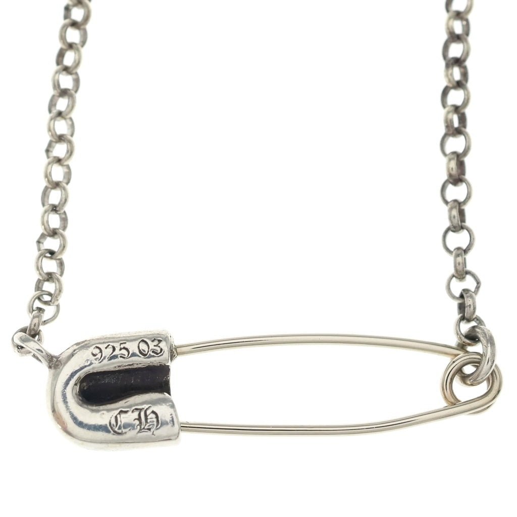 CHROME HEARTS(クロムハーツ) SAFETY PIN R18 1DIAセーフティピンロールチェーン 1ダイヤシルバーネックレス -