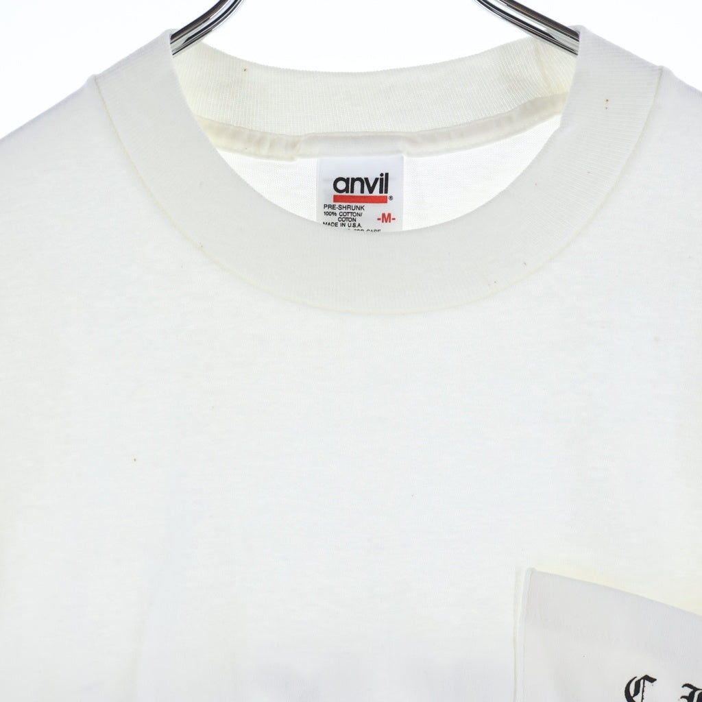 CHROME HEARTS(クロムハーツ) OLD CH T-SHIRT スクロールラベルプリント クルーネック ポケット anvil タグ 半袖Tシャツカットソー ホワイト