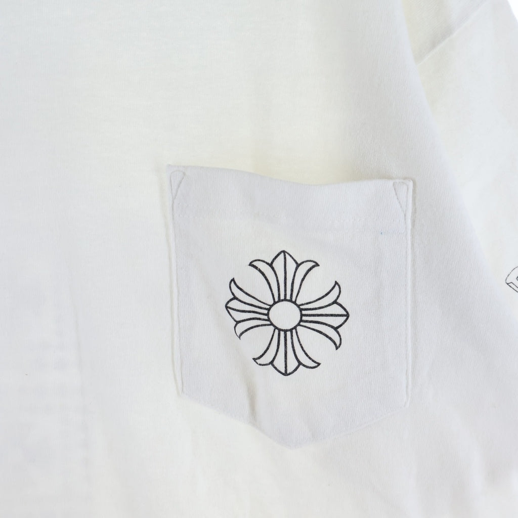 CHROME HEARTS(クロムハーツ) OLD CH T-SHIRT スクロールラベルプリント クルーネック ポケット anvil タグ 半袖Tシャツカットソー ホワイト