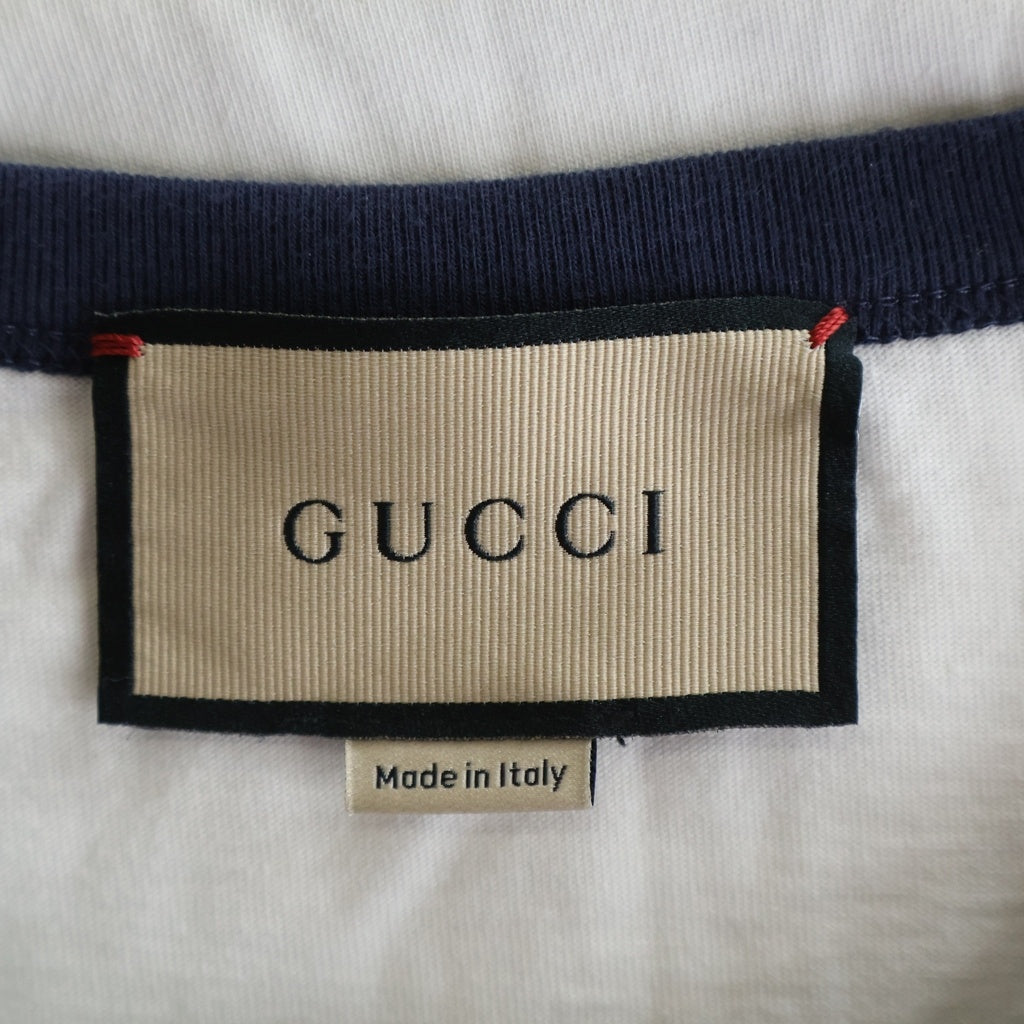 GUCCI(グッチ) インターロッキングG ウェブ コットンジャージーミニ半袖Tシャツ カットソー ホワイト レディース 723566 XJFQQ
