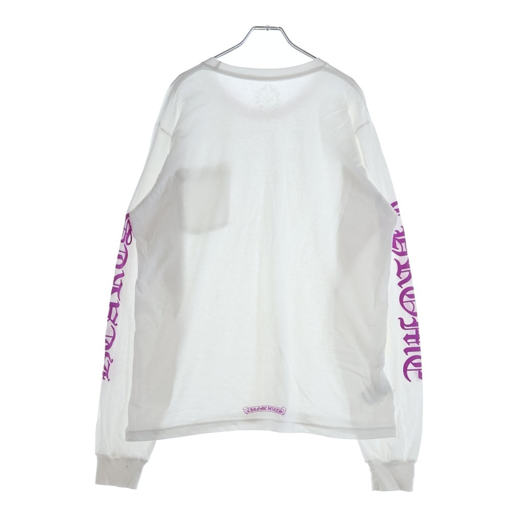 CHROME HEARTS(クロムハーツ) NECK LOGO L/S TEE ネックロゴ クルーネック カットソー 長袖Tシャツ ホワイト/パープル