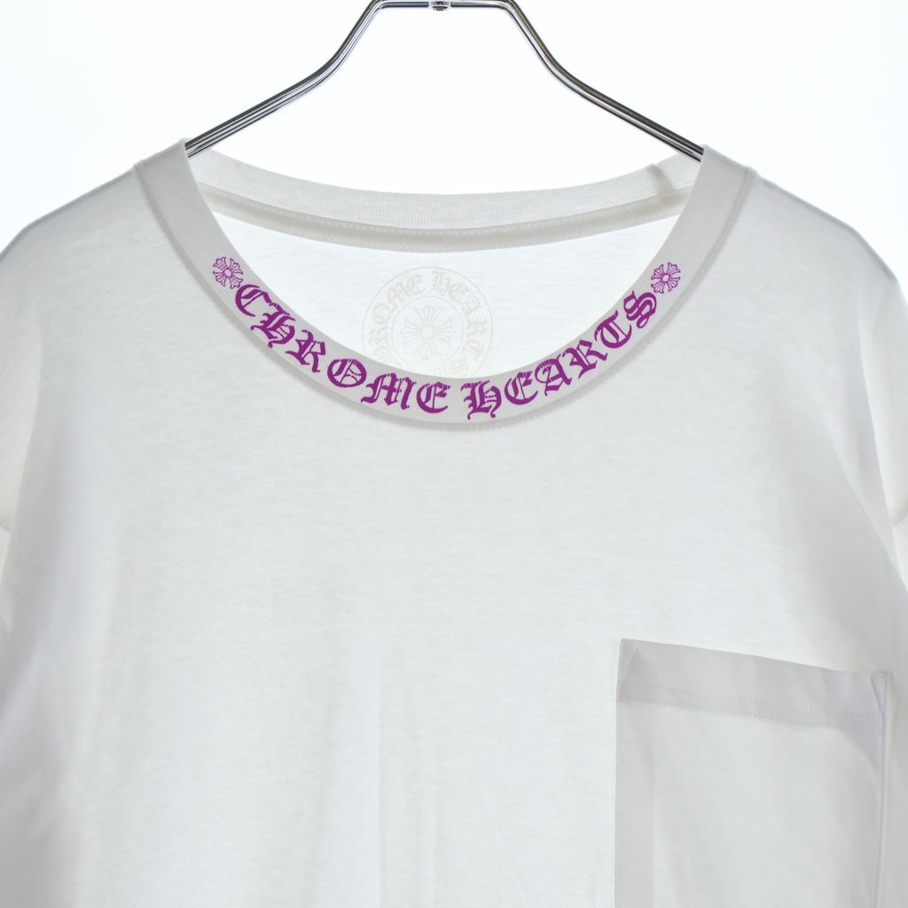 CHROME HEARTS(クロムハーツ) NECK LOGO L/S TEE ネックロゴ クルーネック カットソー 長袖Tシャツ ホワイト/パープル