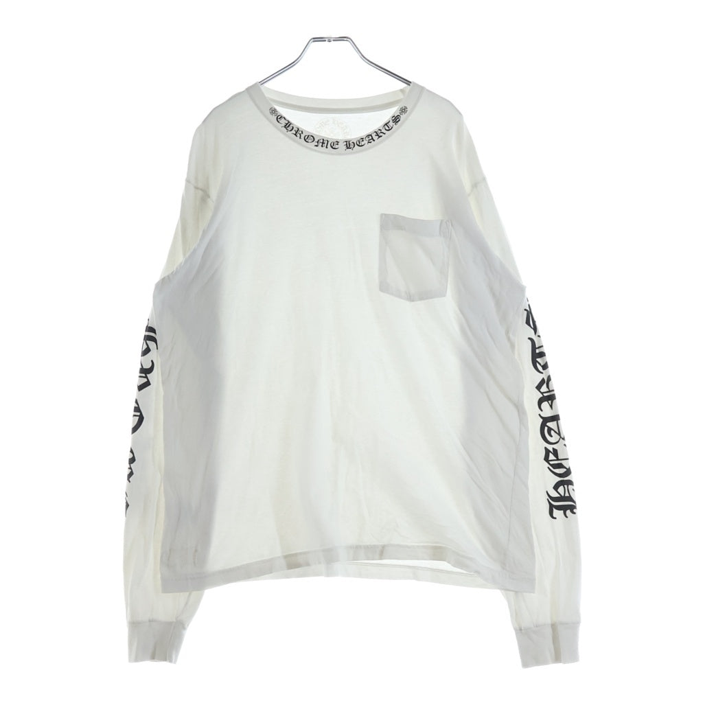 CHROME HEARTS(クロムハーツ) NECK LOGO L/S TEE ネックロゴ クルーネック カットソー 長袖Tシャツ ホワイト