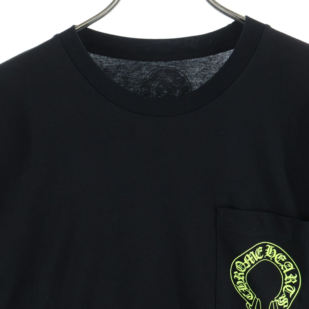 CHROME HEARTS(クロムハーツ) Floral Cross Horseshoe Long Sleeve Tee フローラルクロス ホースシュー ロングスリーブ Tシャツ ブラック/ネオンイエロー -