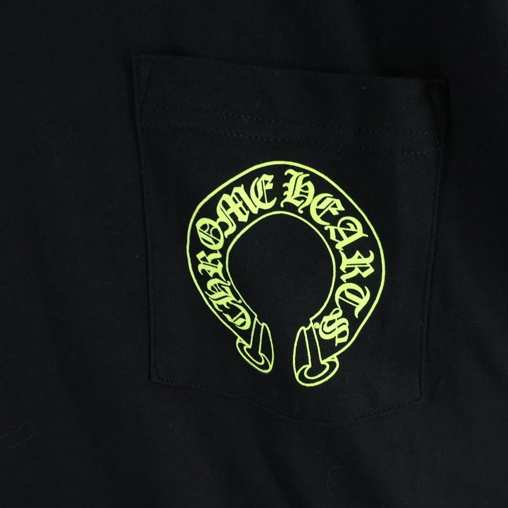 CHROME HEARTS(クロムハーツ) Floral Cross Horseshoe Long Sleeve Tee フローラルクロス ホースシュー ロングスリーブ Tシャツ ブラック/ネオンイエロー -
