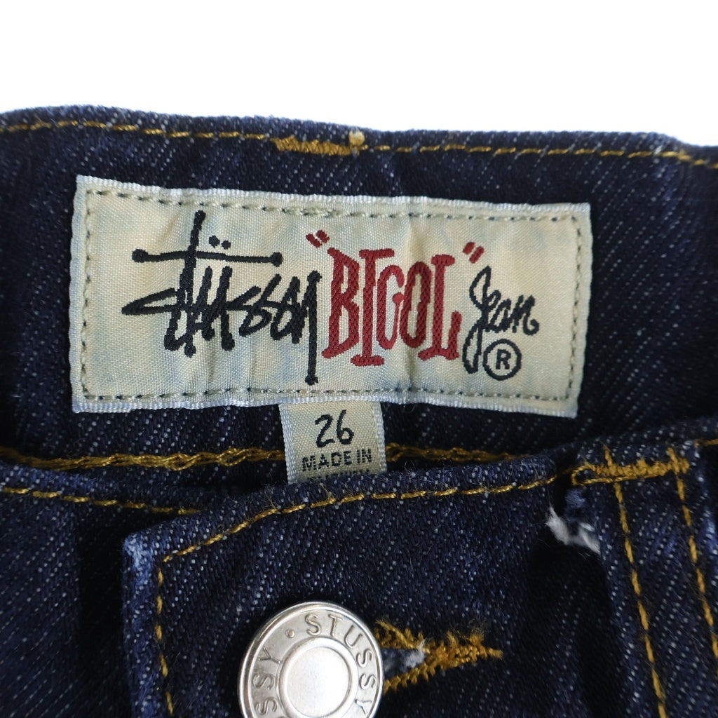 STUSSY(ステューシー) BIG OL' JEAN DENIM ワンポイント刺繍 デニムストレートパンツ インディゴ