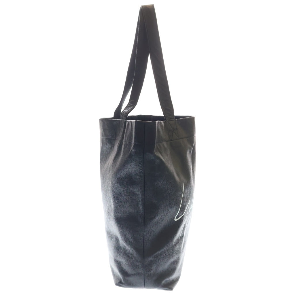 Yohji Yamamoto(ヨウジヤマモト) ロゴデザイン レザー スモール トートバッグ ブラック