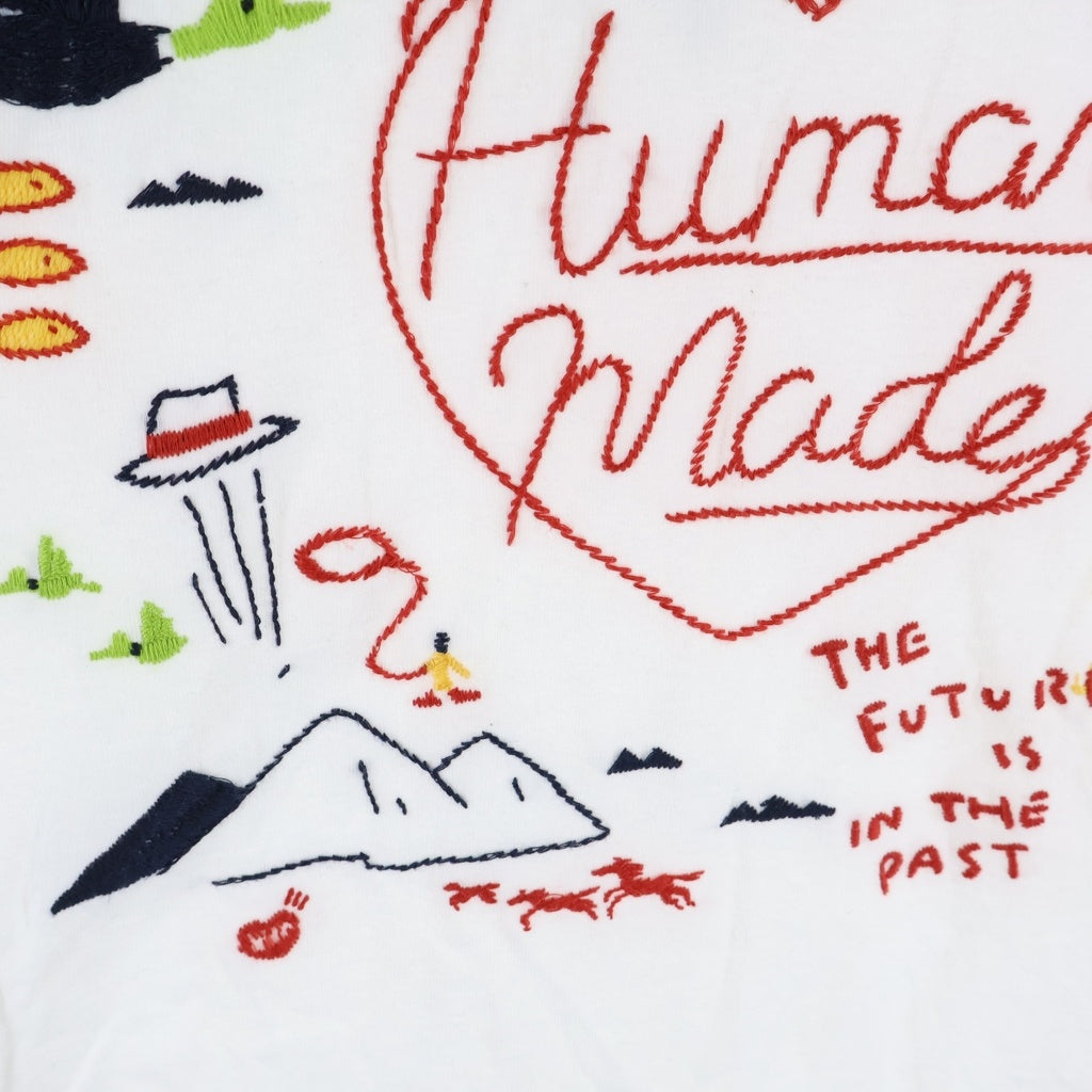 HUMAN MADE(ヒューマンメイド) EMBROIDERED TEE エンブロイダリー ロゴデザイン クルーネック カットソー 半袖Tシャツ ホワイト