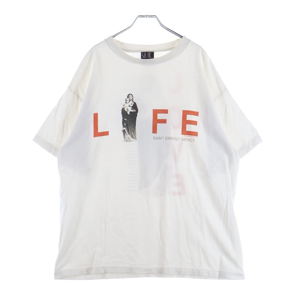 SAINT MICHAEL(セントマイケル) LIFE MARIA ライフマリア ロゴデザイン クルーネック カットソー 半袖Tシャツ ホワイト SM-S23-0000-020