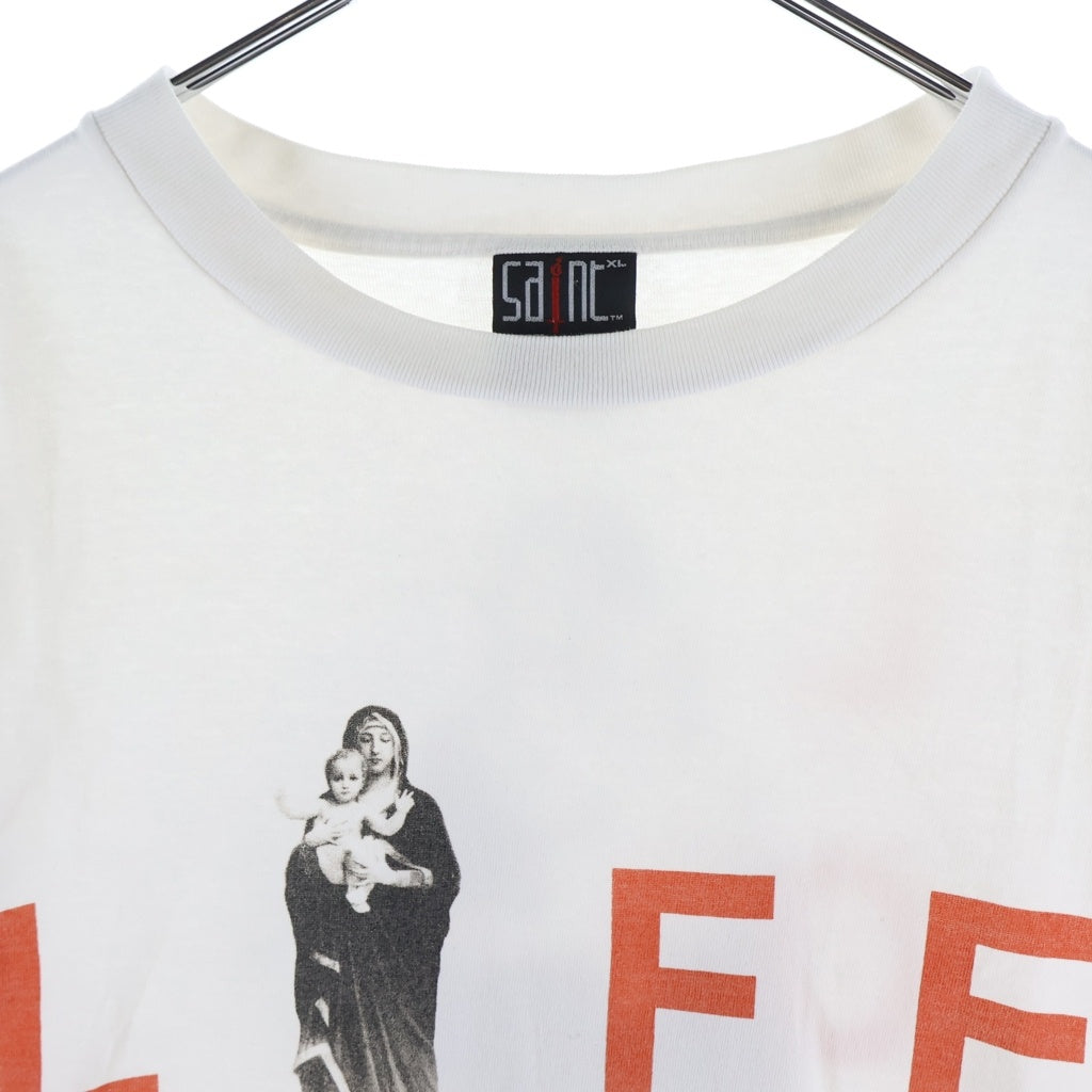 SAINT MICHAEL(セントマイケル) LIFE MARIA ライフマリア ロゴデザイン クルーネック カットソー 半袖Tシャツ ホワイト SM-S23-0000-020