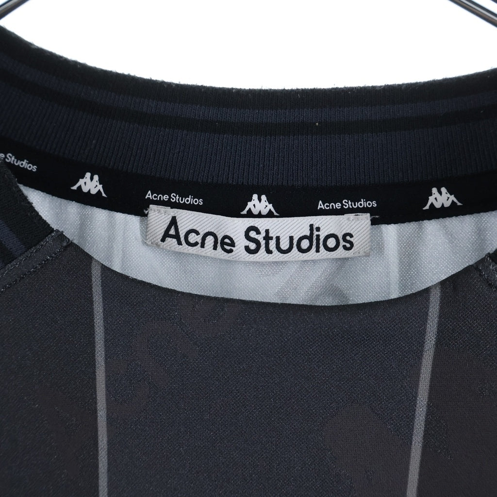 Acne Studios(アクネ ストゥディオズ) ×Kappa Logo Long Sleeve T-shirt カッパ ロゴデザイン カットソー 長袖ゲームシャツ ブラック SP-UX-SWEA000015