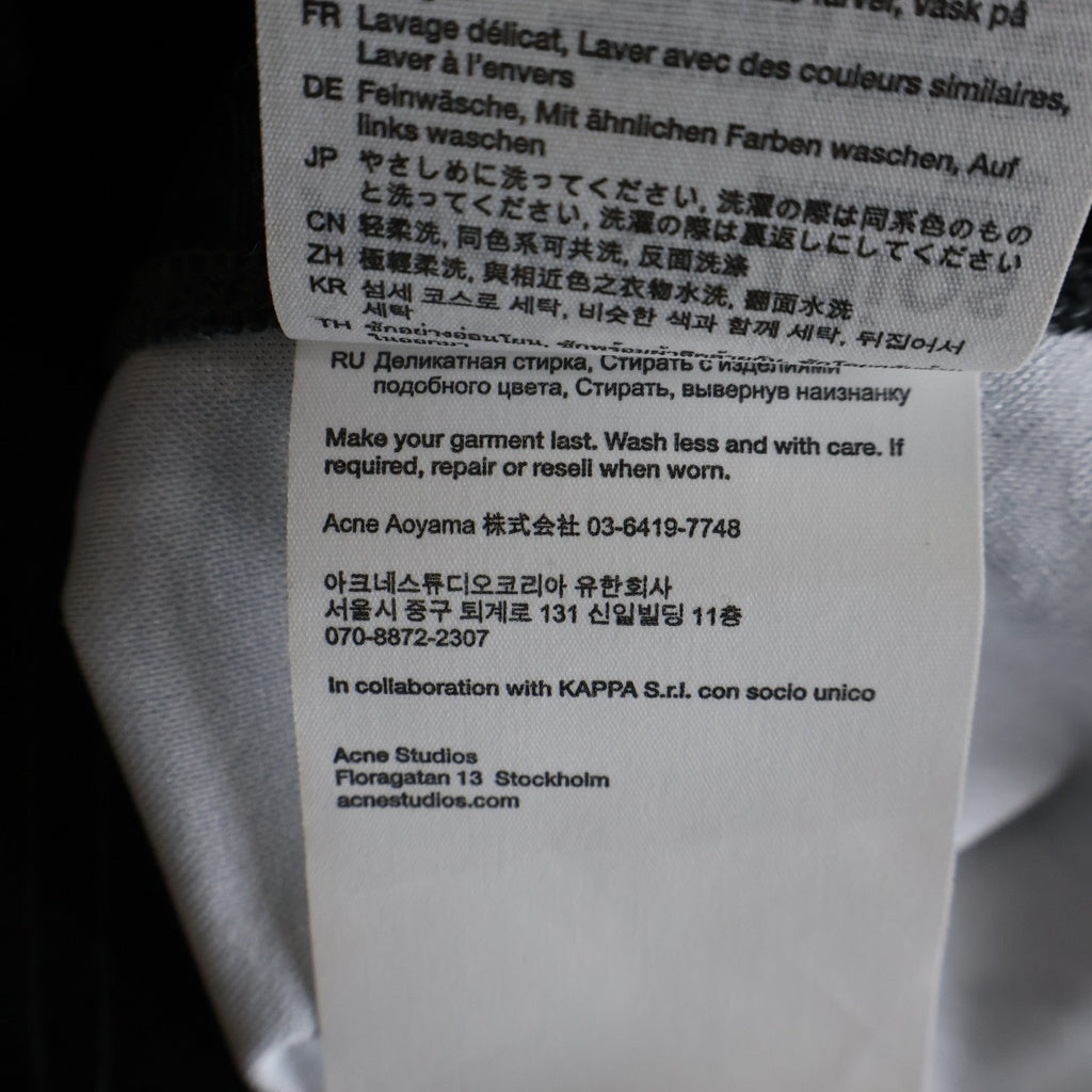 Acne Studios(アクネ ストゥディオズ) ×Kappa Logo Long Sleeve T-shirt カッパ ロゴデザイン カットソー 長袖ゲームシャツ ブラック SP-UX-SWEA000015