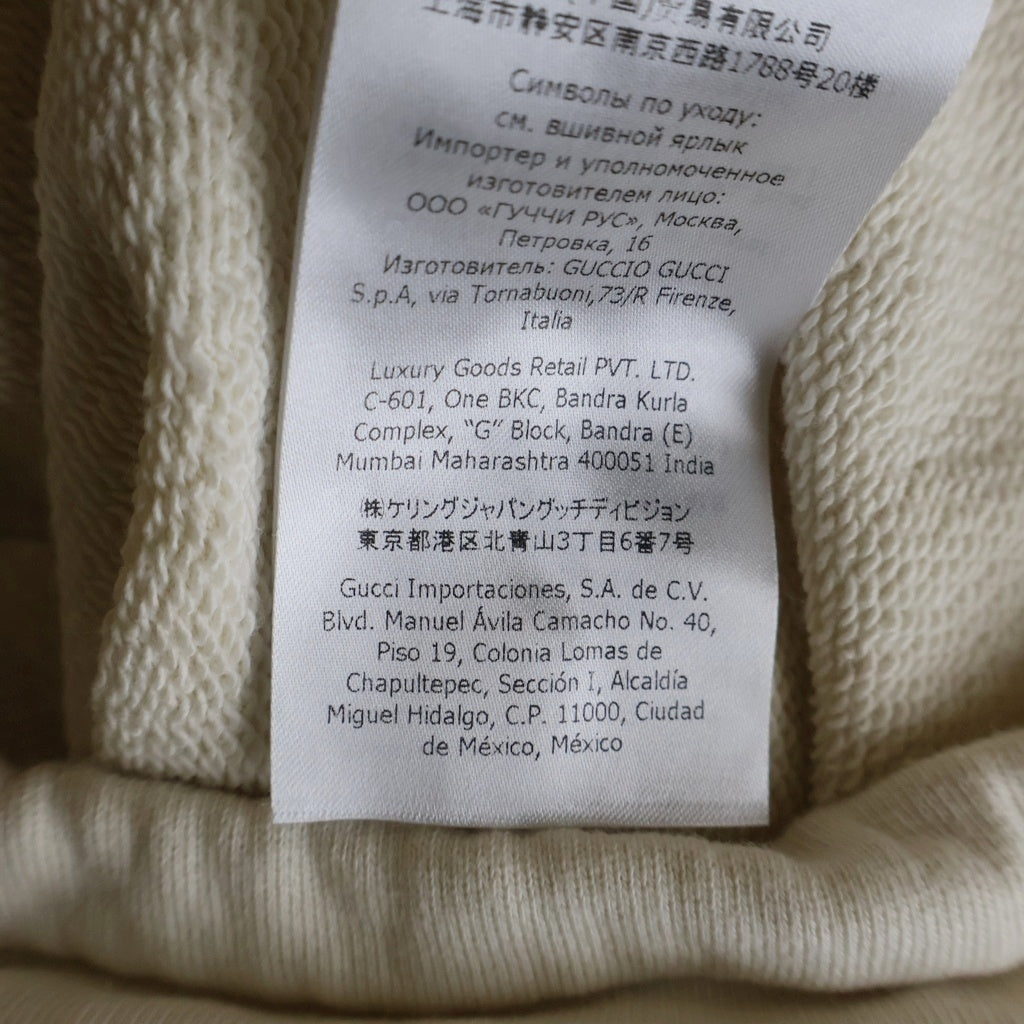 GUCCI(グッチ) シェリーライン ロゴデザイン ハーフジップ フーデッド スウェット パーカー ベージュ レディース 653666 XJDKA