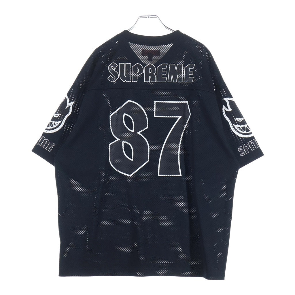 SUPREME(シュプリーム) 26SS Spitfire Football Jersey スピット ファイアー ロゴデザイン Vネック 半袖フットボールTシャツ ブラック
