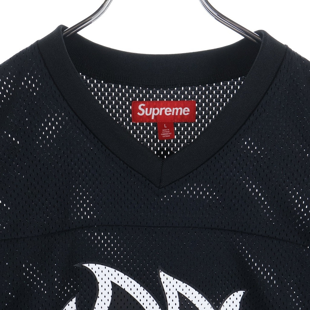 SUPREME(シュプリーム) 26SS Spitfire Football Jersey スピット ファイアー ロゴデザイン Vネック 半袖フットボールTシャツ ブラック