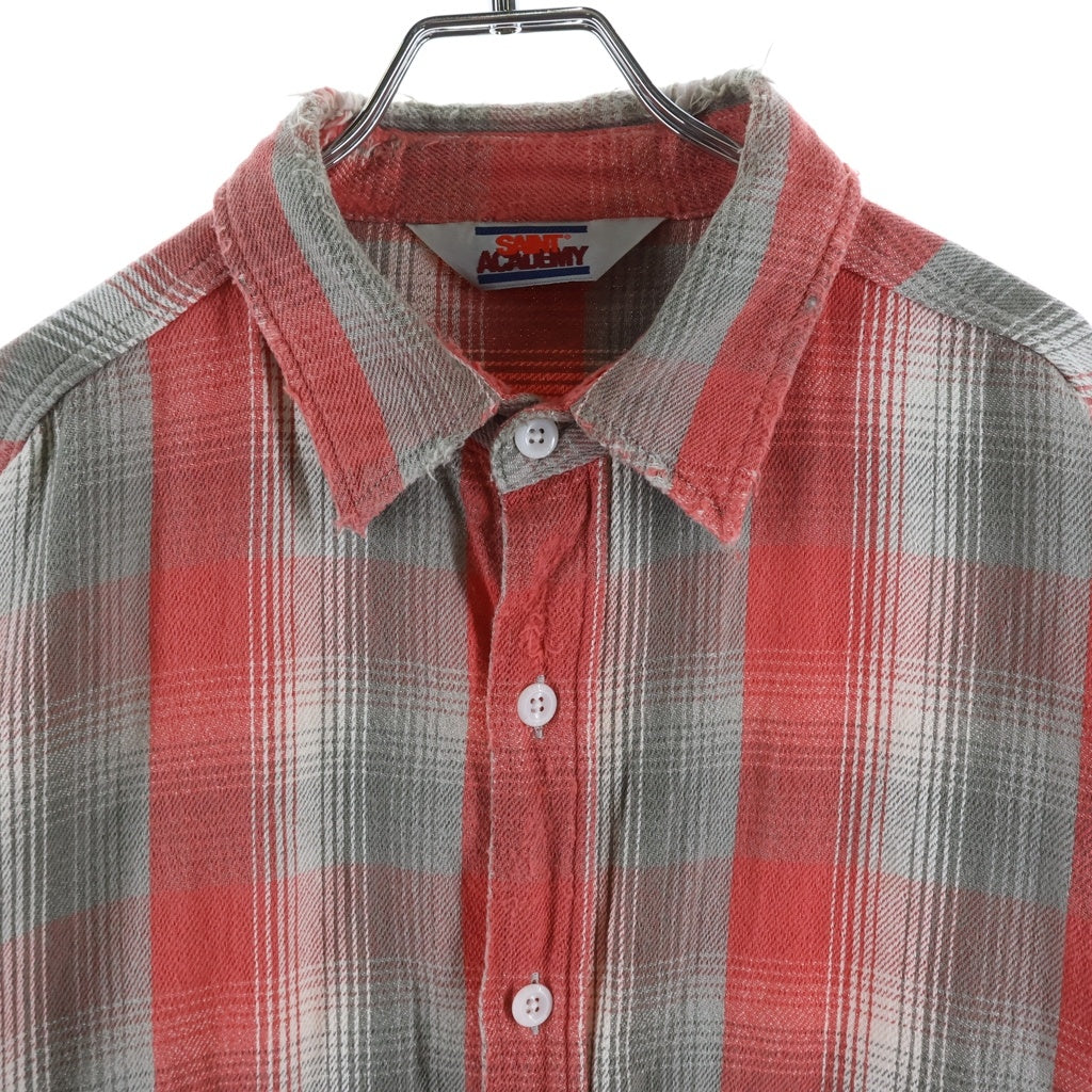 SAINT MICHAEL(セントマイケル) 23SS SA FRANNL SHIRT ダメージ加工 フランネル 長袖シャツ レッド SM-S23-0000-087