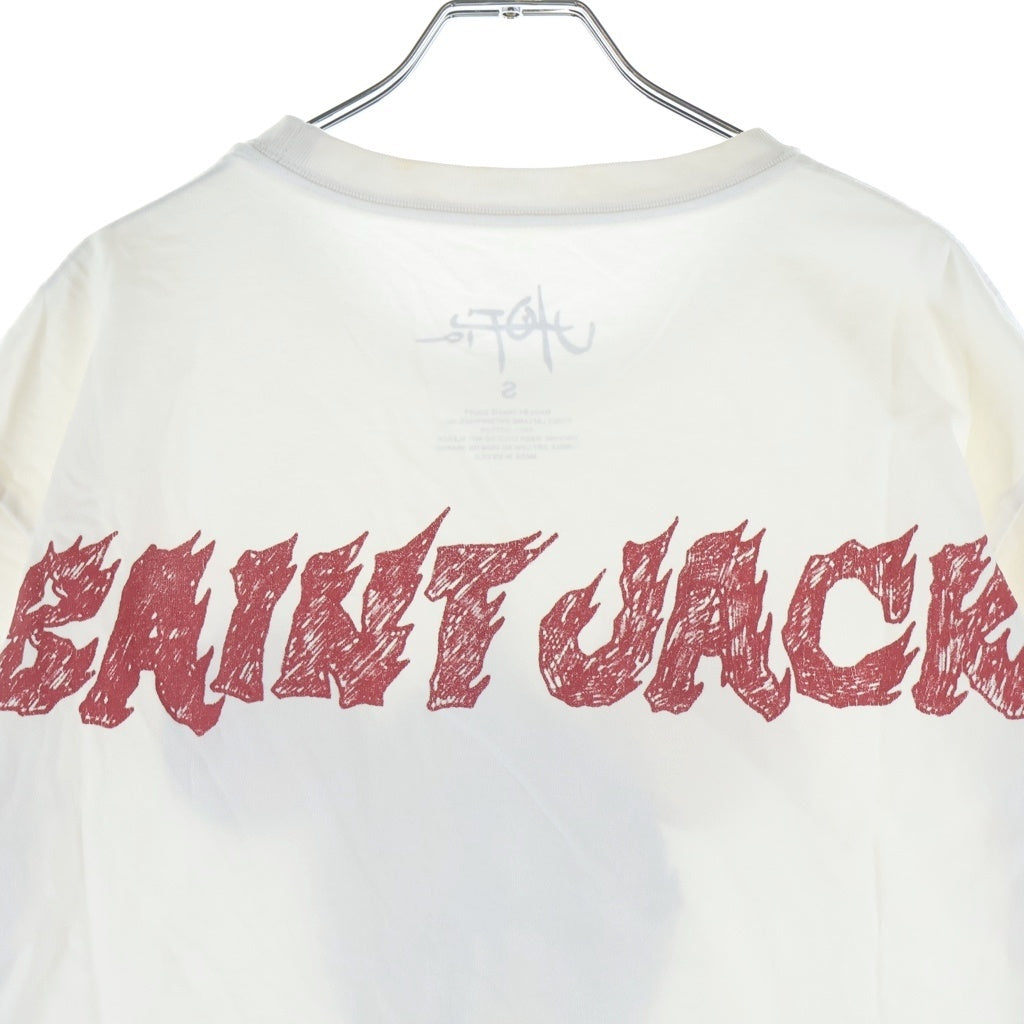 TRAVIS SCOTT(トラヴィススコット) 23SS ×SAINT MICHAEL UTOPIA セントマイケル ユートピア ロゴデザイン クルーネック カットソー 半袖Tシャツ ホワイト