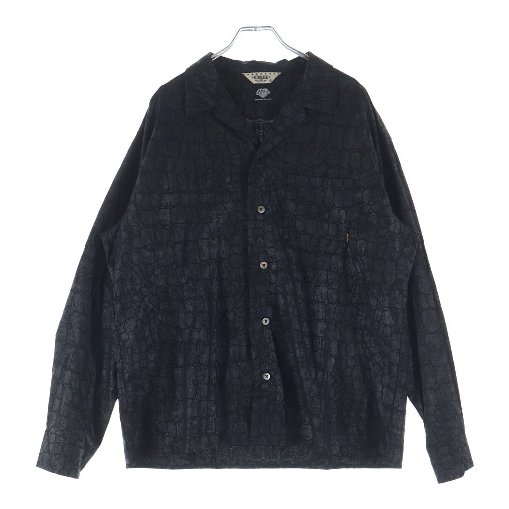 CALEE(キャリー) ×TATOO STUDIO YAMADA タトゥースタジオヤマダ CROCODILE PATTERN SHIRT クロコダイル パターン 長袖シャツ ブラック