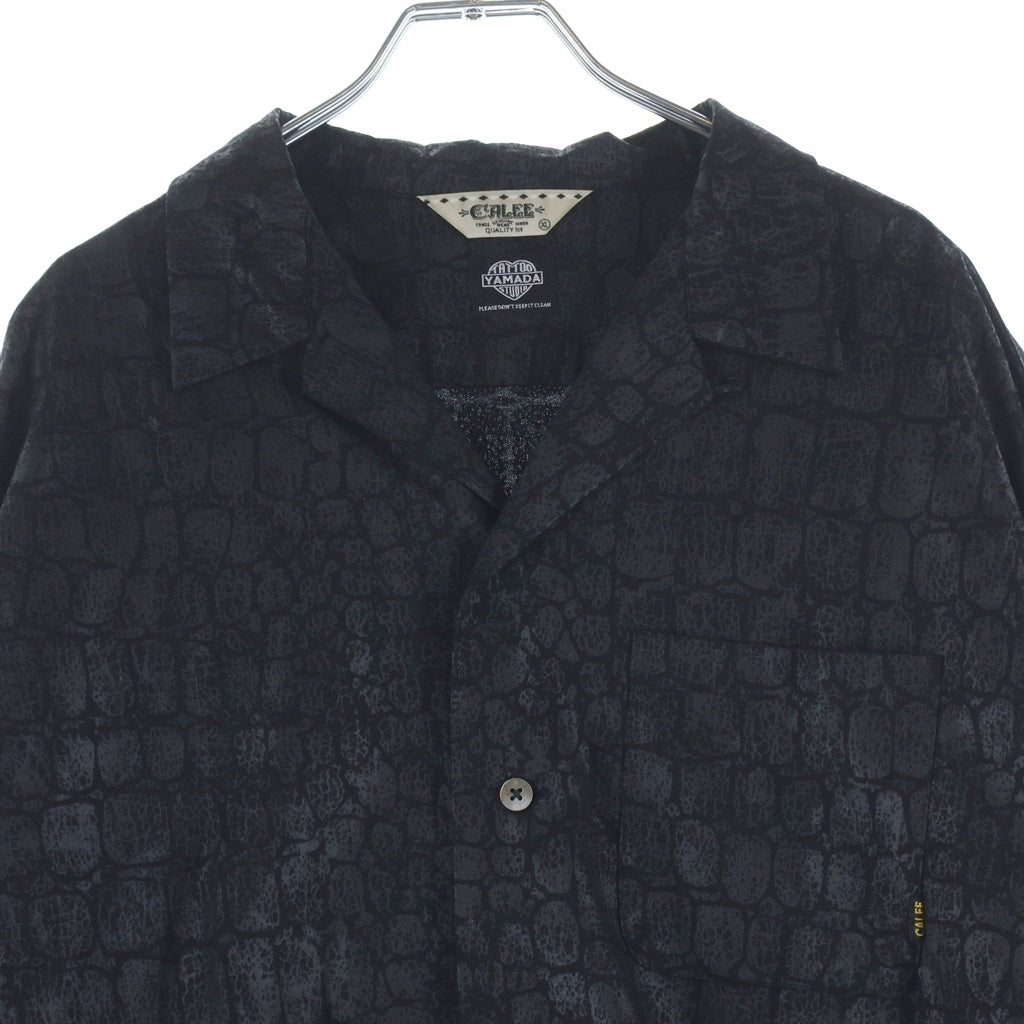 CALEE(キャリー) ×TATOO STUDIO YAMADA タトゥースタジオヤマダ CROCODILE PATTERN SHIRT クロコダイル パターン 長袖シャツ ブラック