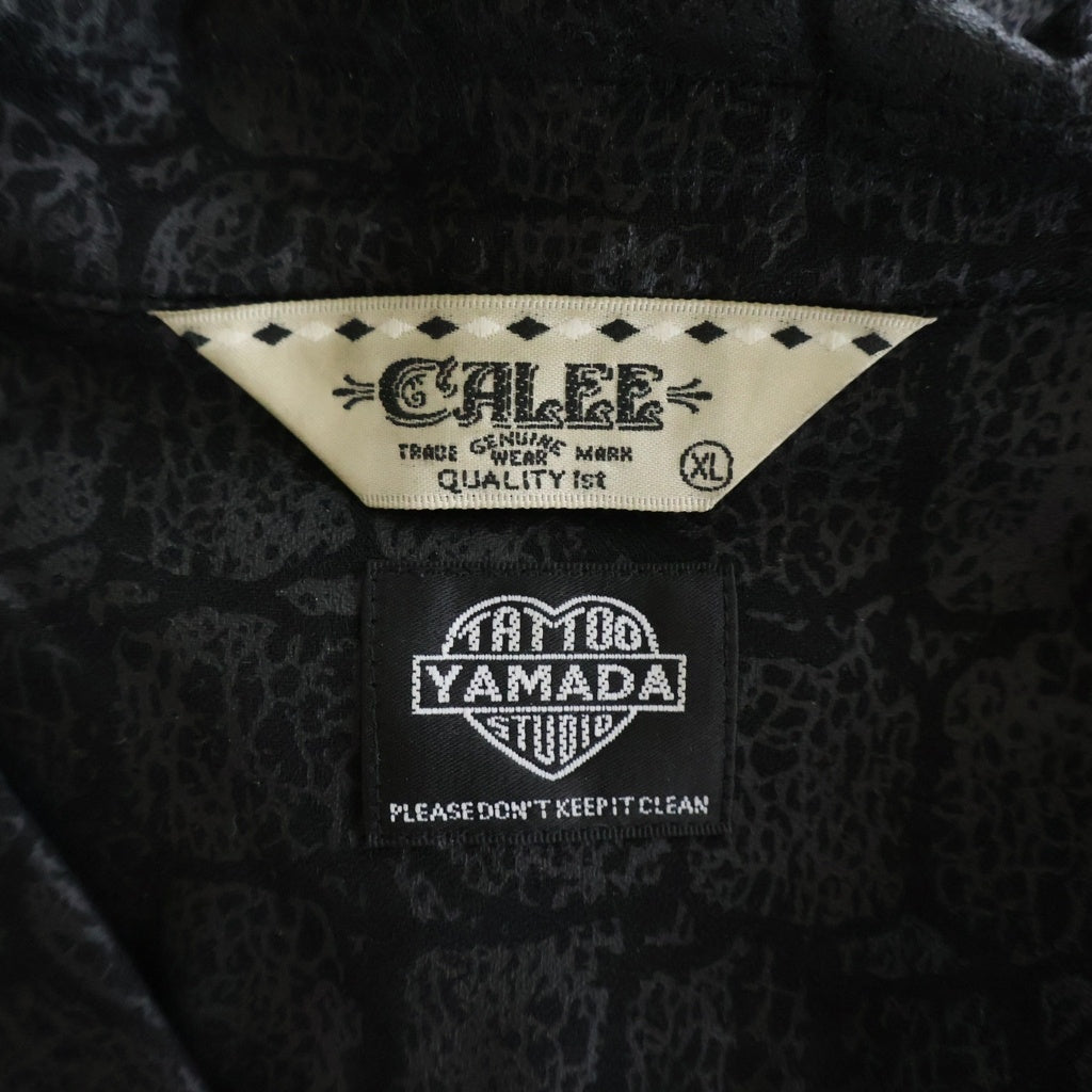 CALEE(キャリー) ×TATOO STUDIO YAMADA タトゥースタジオヤマダ CROCODILE PATTERN SHIRT クロコダイル パターン 長袖シャツ ブラック