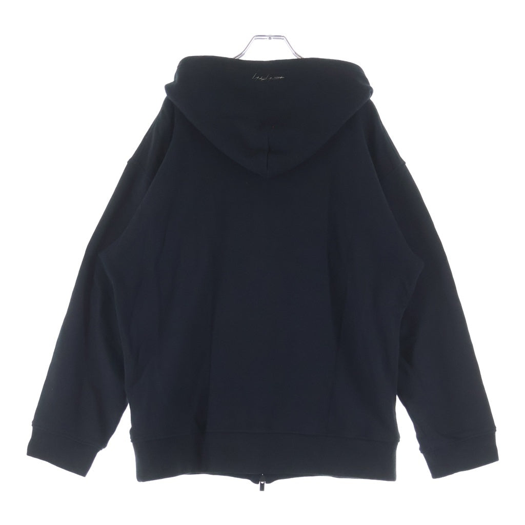 Yohji Yamamoto POUR HOMME(ヨウジヤマモト プールオム) 26SSFRENCH TERRY LOGO HOODIE フレンチロゴ フーデッド ジップアップ パーカー スウェット ブラック HK-T11-081