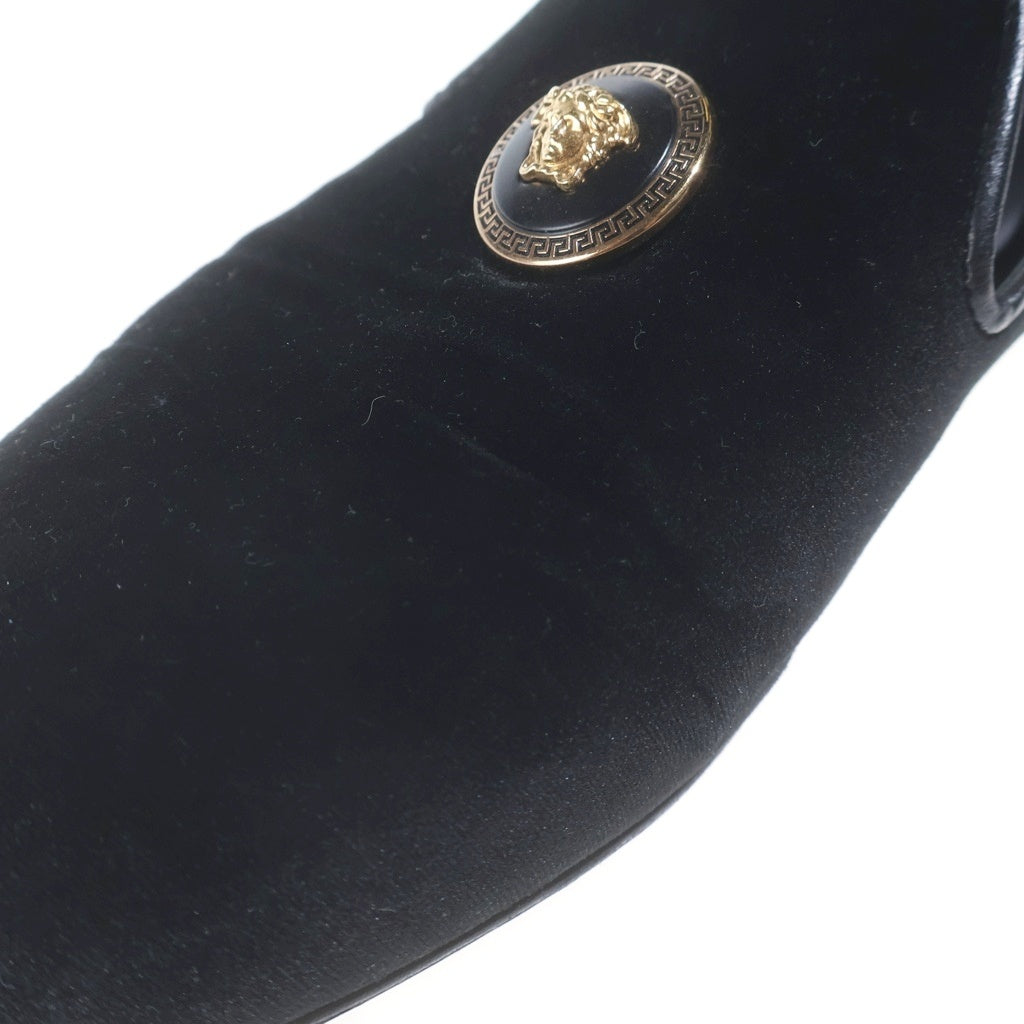 VERSACE(ヴェルサーチ) ロゴデザイン スエード ローファーブラック